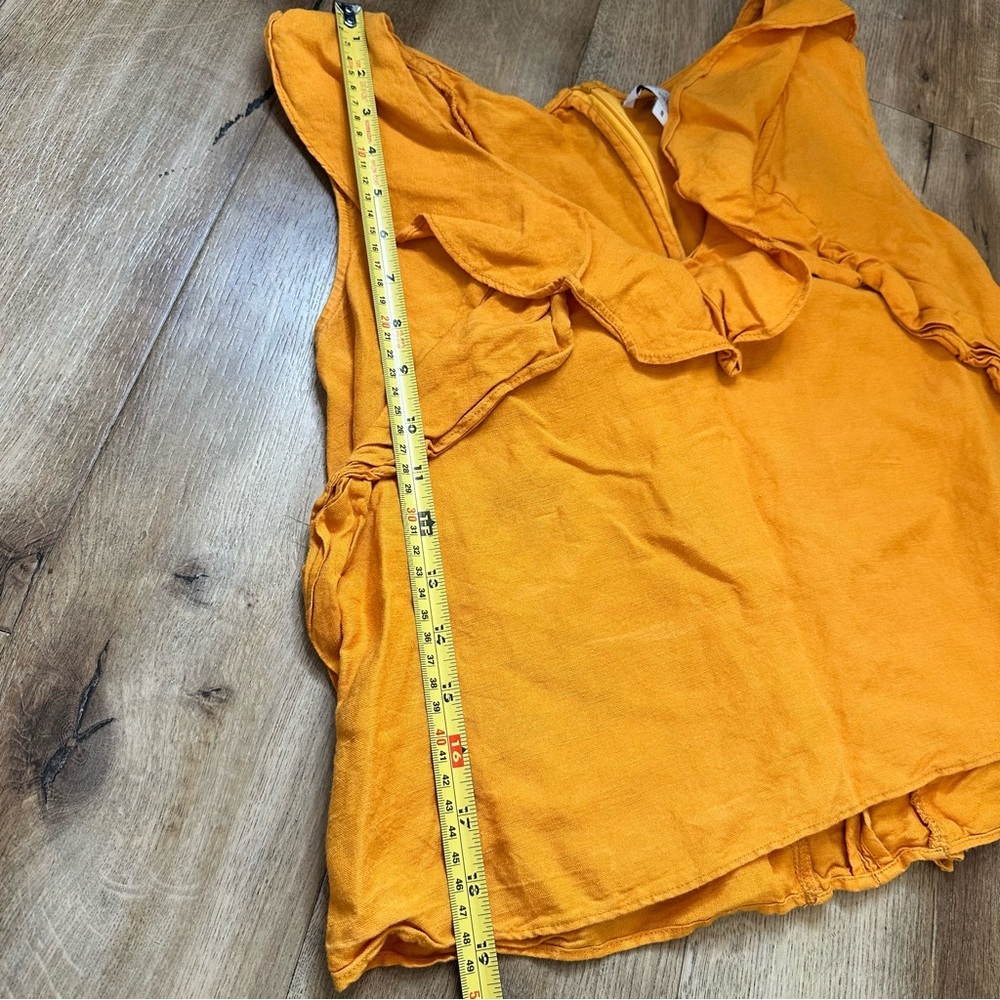 215. Marissa Webb Ditsy Ruffle Top Orange Size 8 - Picture 12 of 14